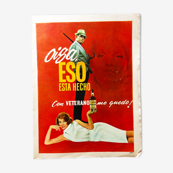 Advertising poster 60s Cognac Soberano,Spain