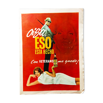 Affiche publicitaire années 60 Cognac Soberano,Espagne