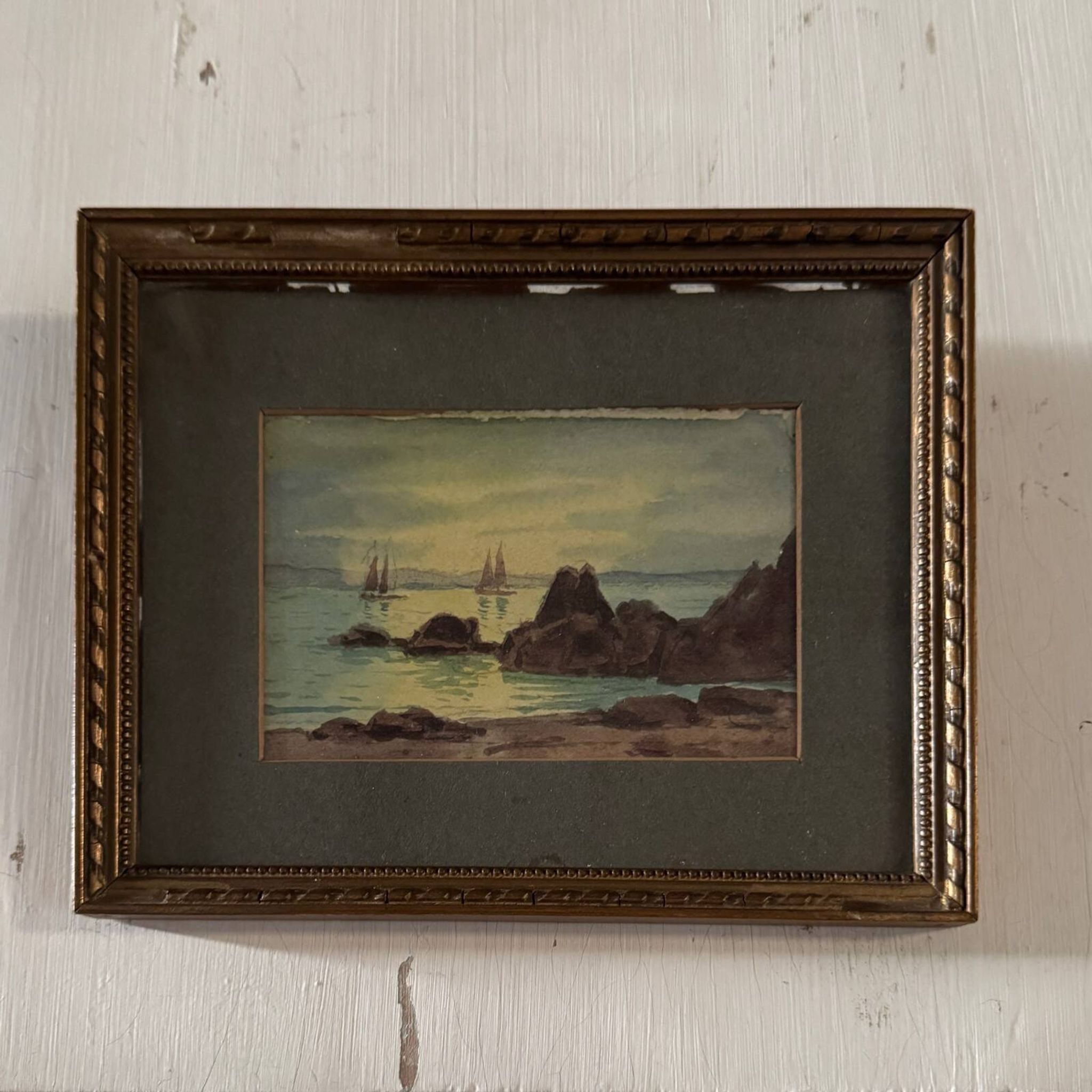 Aquarelles sur papier représentant des côtes rocheuses par L. Roger, XXe