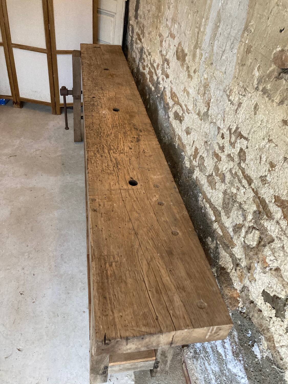 XXL solid oak console workbench