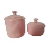 Ensemble 2 boîtes à coton vintage salle de bain plastique rose Grosfillex