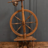 Rouet ancien en bois tourné 1900