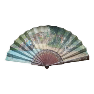 19th painted silk fan