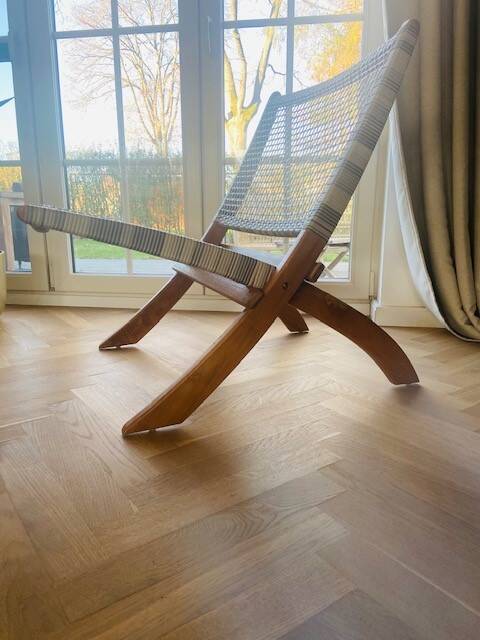 Chaise longue / fauteuil / monoplace rétro en rotin