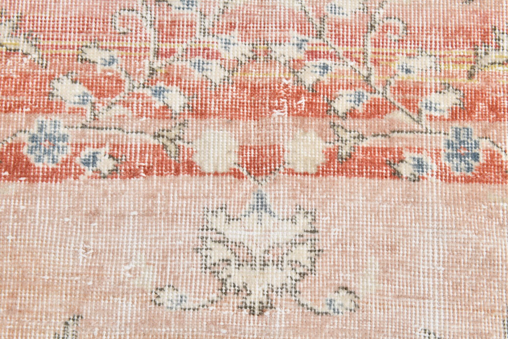 Tapis vintage floral rose blush et pêche 8x12, tapis pour salon.