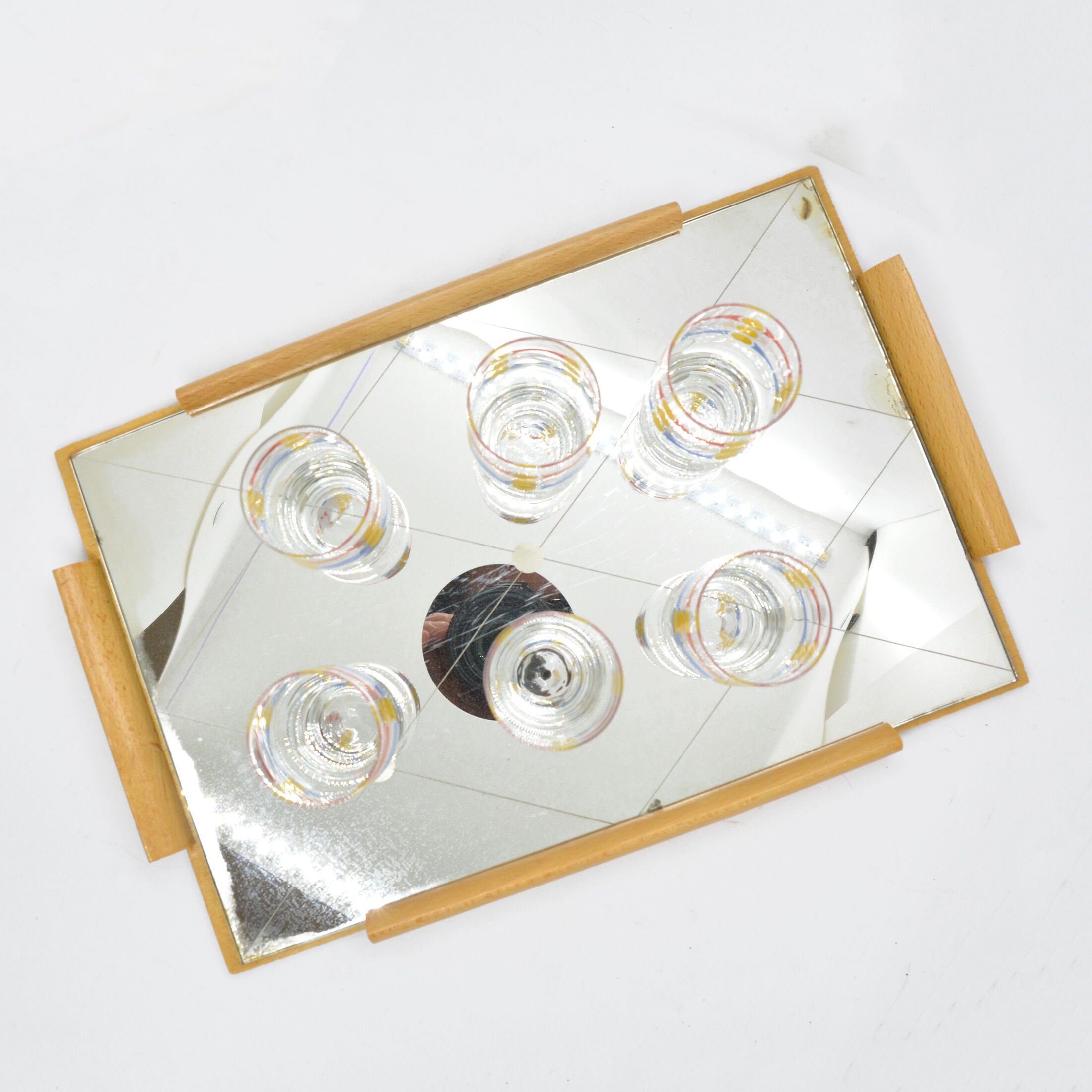 1960 set of 6 glasses with mirror tray, Germany