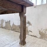 XL farmhouse table in solid oak, brutalist style, 20th century.