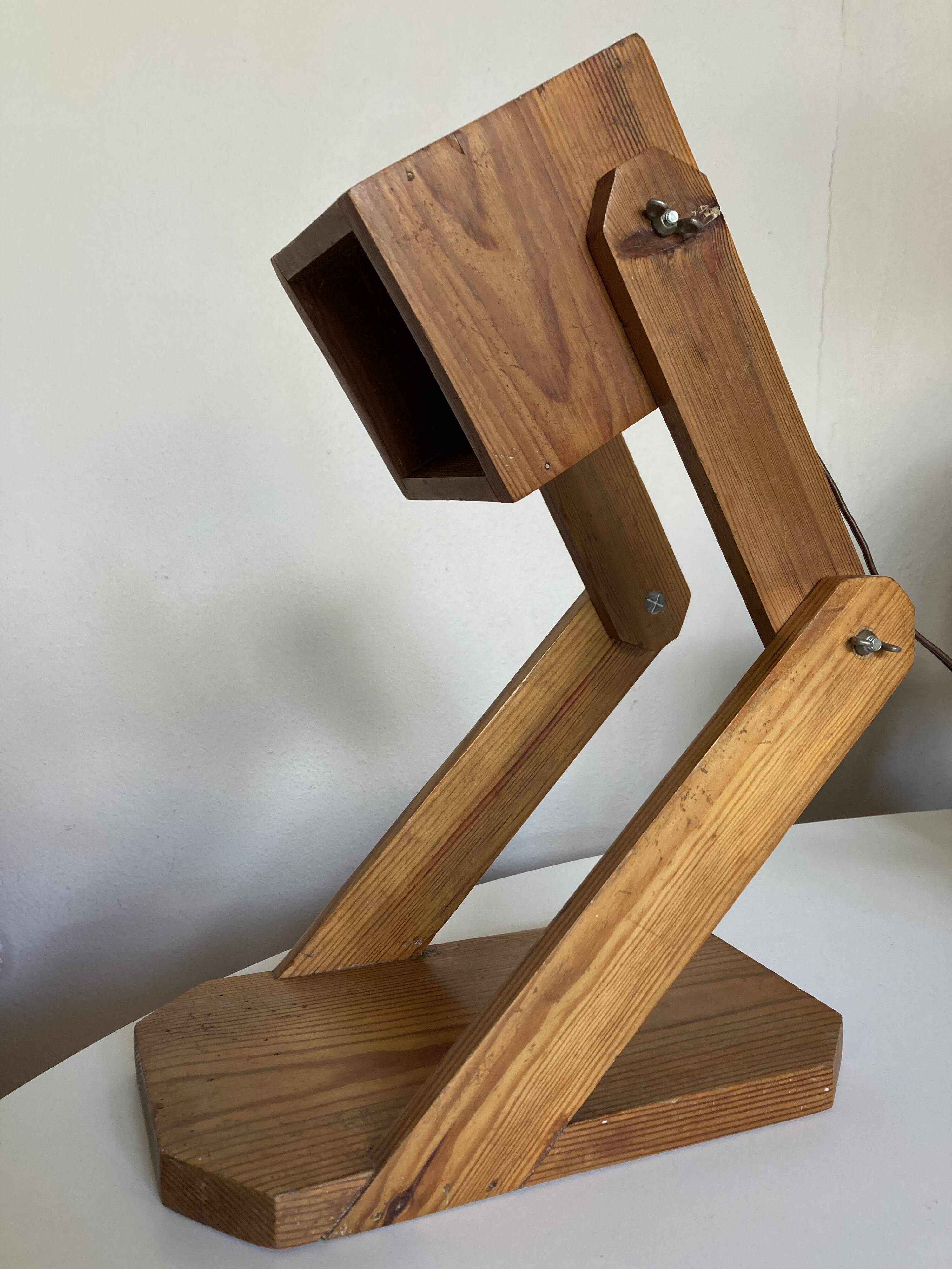 Articulated cocotte lamp in pine wood 1970