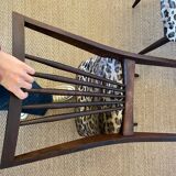 Pair of vintage wood and leopard chairs