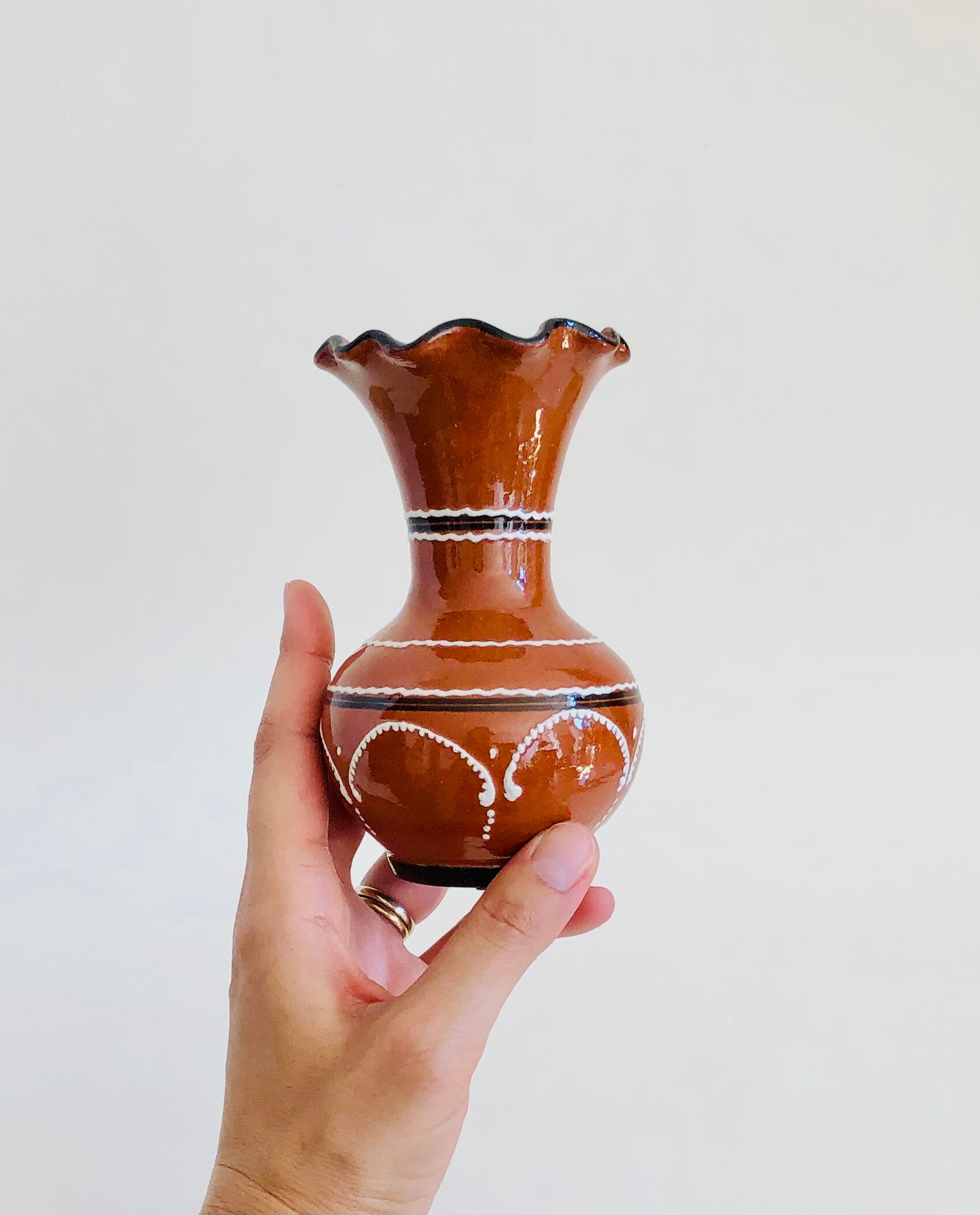 Enamelled terracotta vase