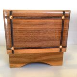 Old wooden cigarette box and ashtray