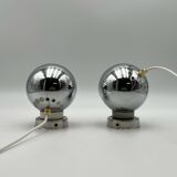 60s lamp set Reggiani Eyeball  chromed globe wall lamps - space age desk lamps