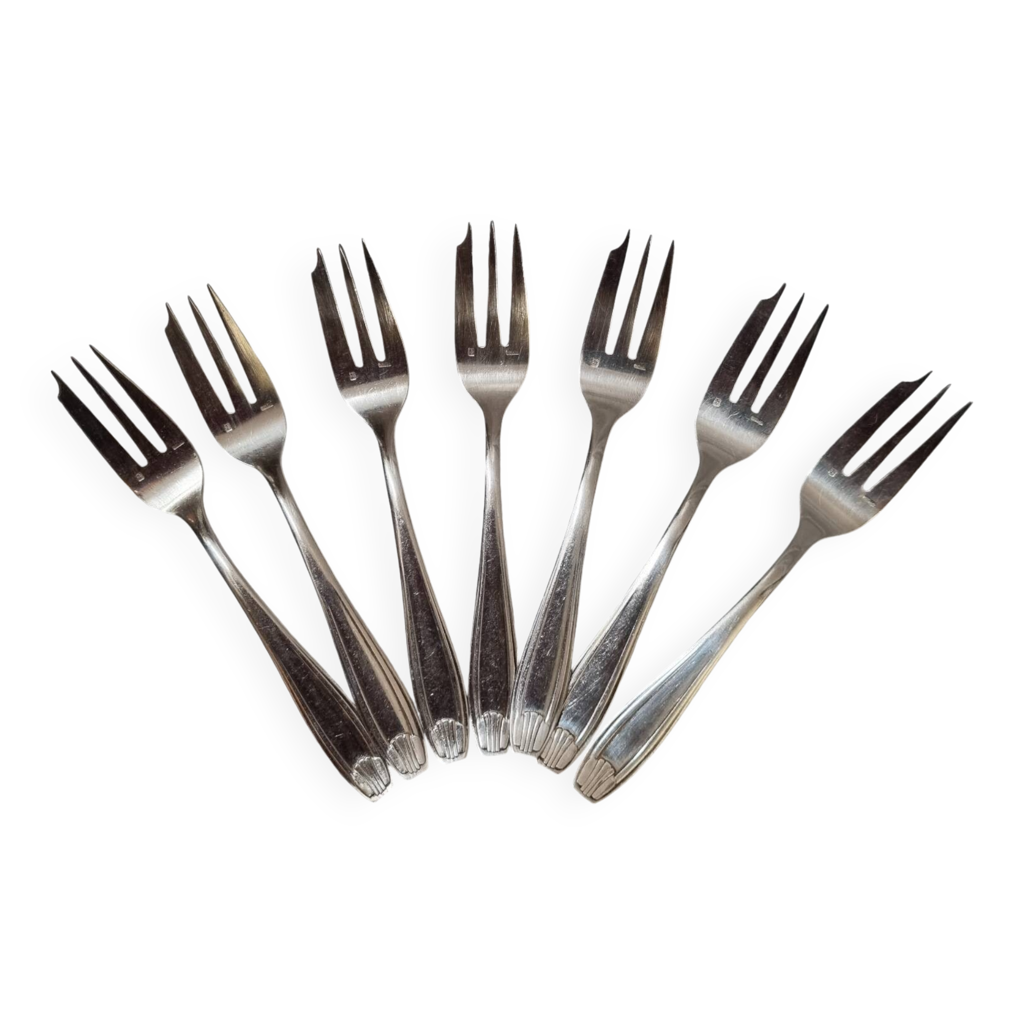 7 Apollo cake forks, Art Deco