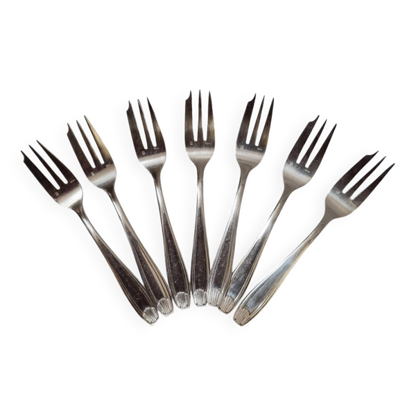 7 fourchettes à gâteau Apollo, Art Deco