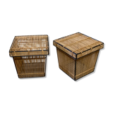 Vintage rattan wicker boxes or baskets by rohe noordwolde, 1960s