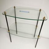 Vintage display 1950 / 1960, side table / sofa end, glass shelves