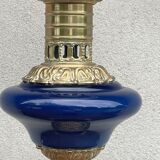 Baluster lamp blue and bronze porcelain