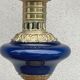 Lampe balustre porcelaine bleu et bronze