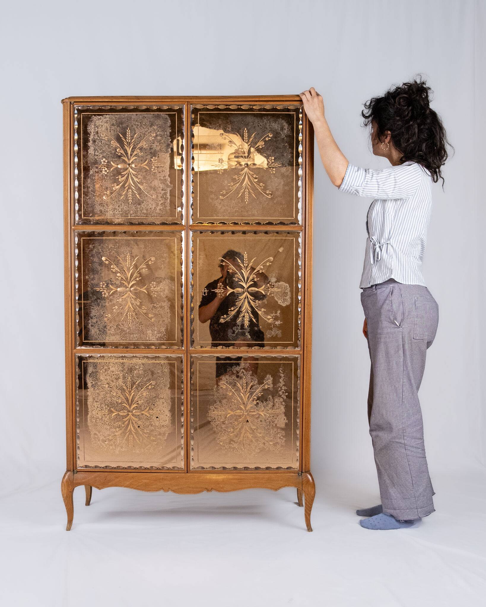 Art Deco wardrobe or cabinet with mirrors, France, 1920-1930s