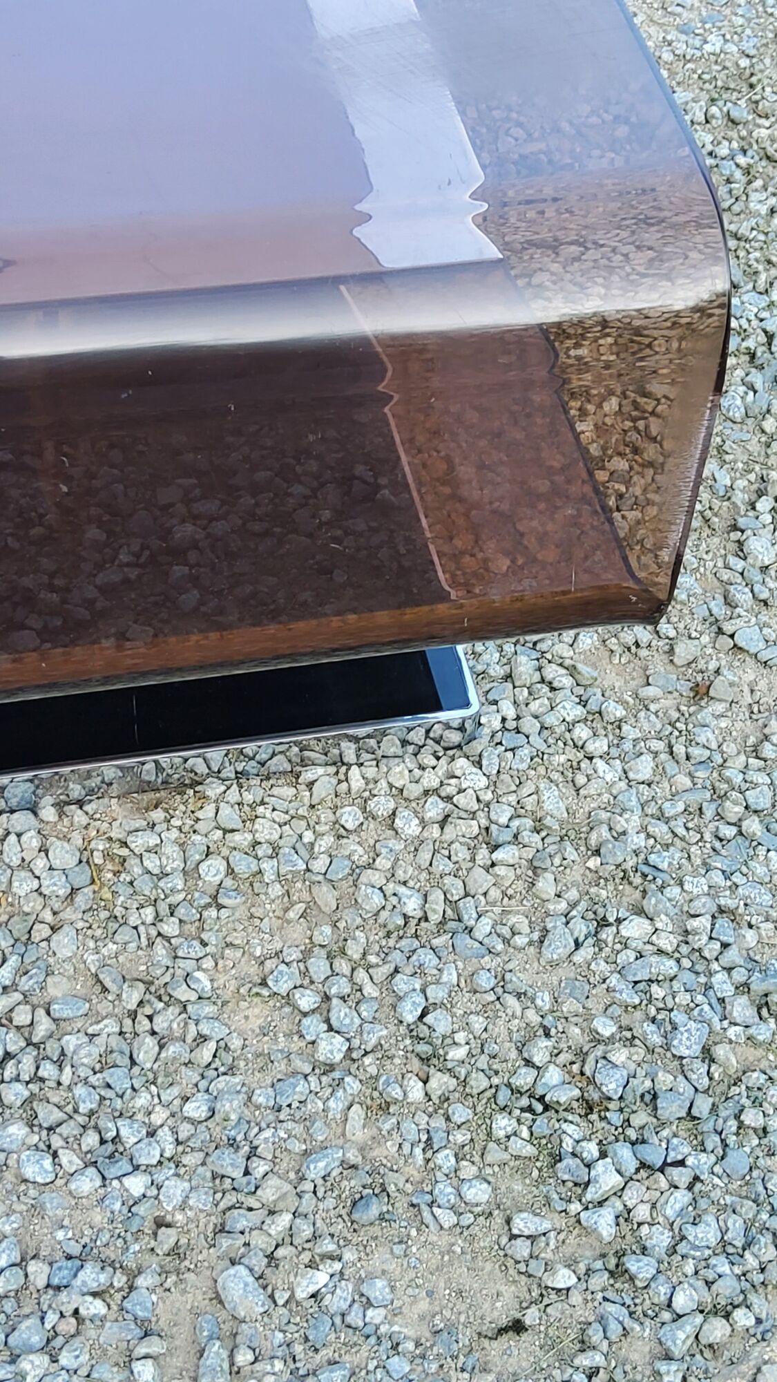 Coffee table from the 70s in chromed steel and smoked plexiglass double swivel trays