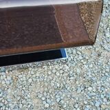 Coffee table from the 70s in chromed steel and smoked plexiglass double swivel trays