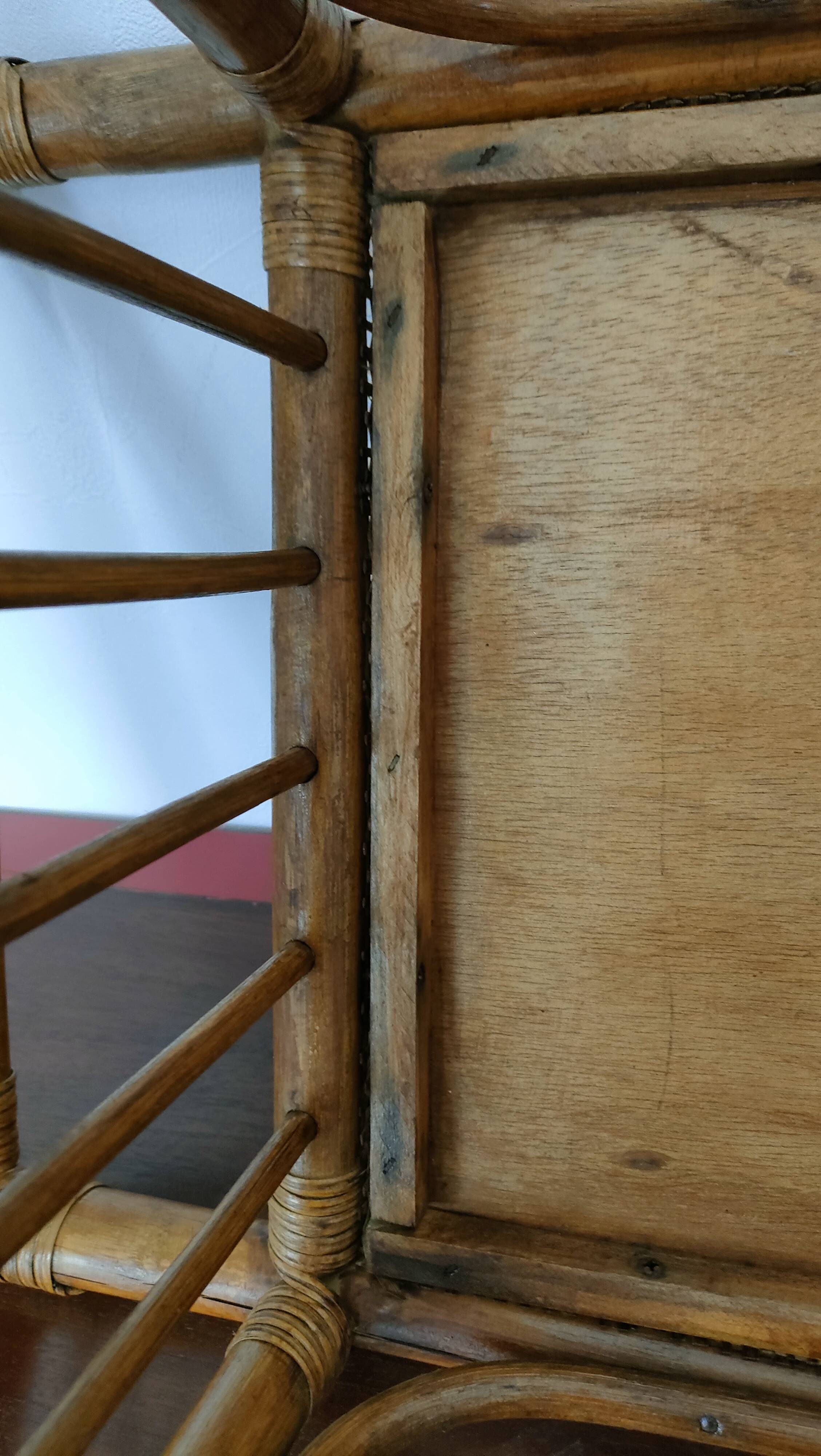 Large vintage serving tray, rattan and wicker - Indonesia - 1950s/1960s