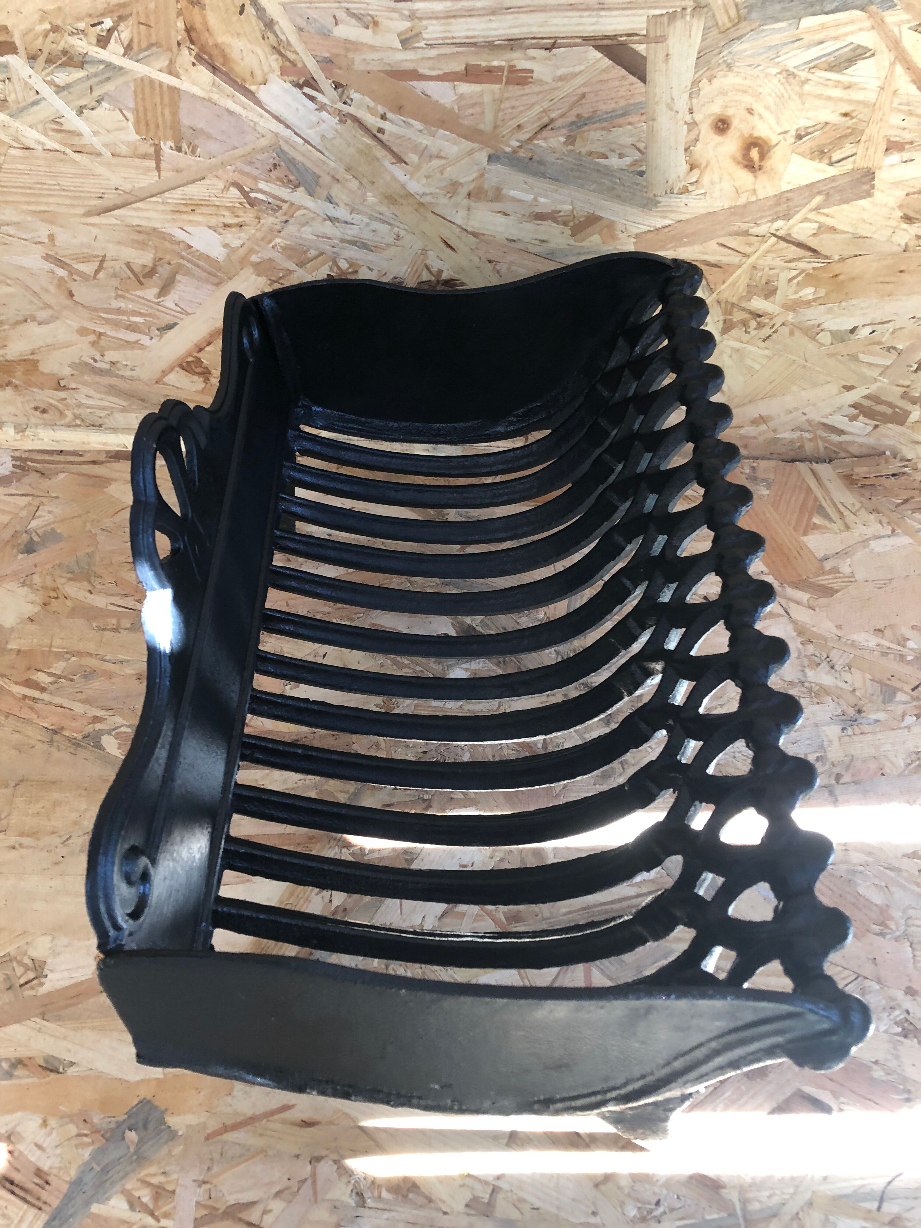 Old fireplace fireplace openwork grid cast iron black + removable plate vintage