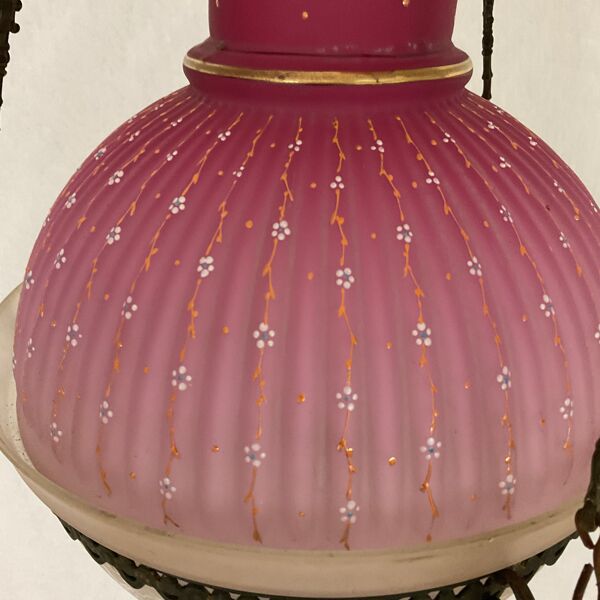 Suspension Napoleon III  verre dépoli et verre émaillé