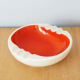 Large hollow ashtray in red and white earthenware, 50s or 60s