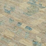 Hand-Knotted Turkish Contemporary 203 cm x 296 cm Beige Wool Carpet