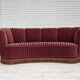 1960s, Danish 2-seater "Banan" sofa, furniture velour, oak wood.