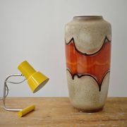 Grand vase émaillé West Germany a nuance orange et beige