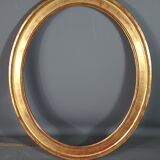 Old oval frame gilded wood with gold leaf 58.5x48.5 cm, foliage 49.8x40.8 cm SB