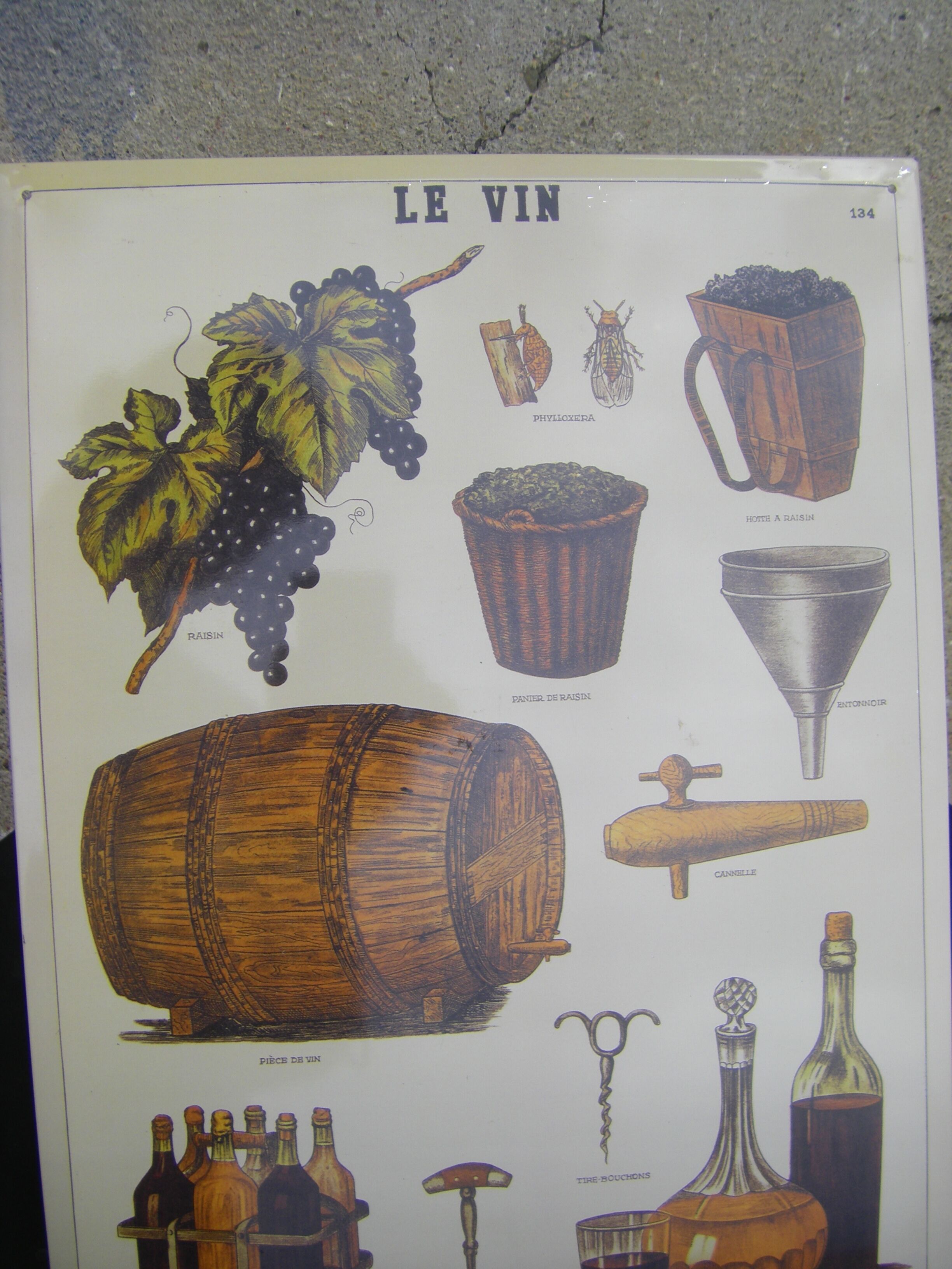 Plaque publicitaire métallique "Le vin"
