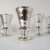 Set of six Amalgam Glass Goblets, Biedermeier, Peasant Silver, Circa 1860's.