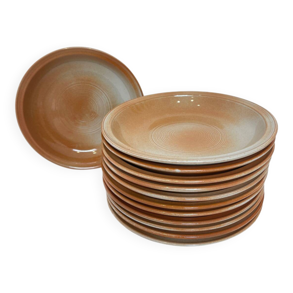 12 assiettes creuses grès, 1970