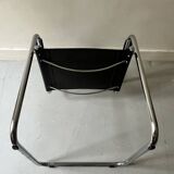 Chrome and black leather armchair