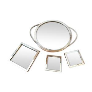 Service plateaux, métal chromé et verre fumé, 1970