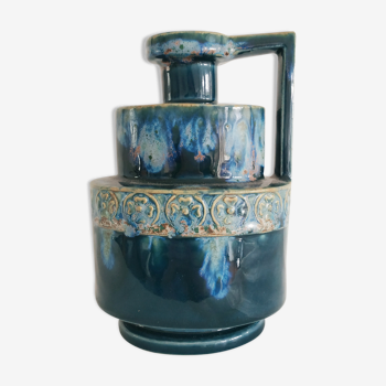 Vase vintage à étages aux émaux bleus