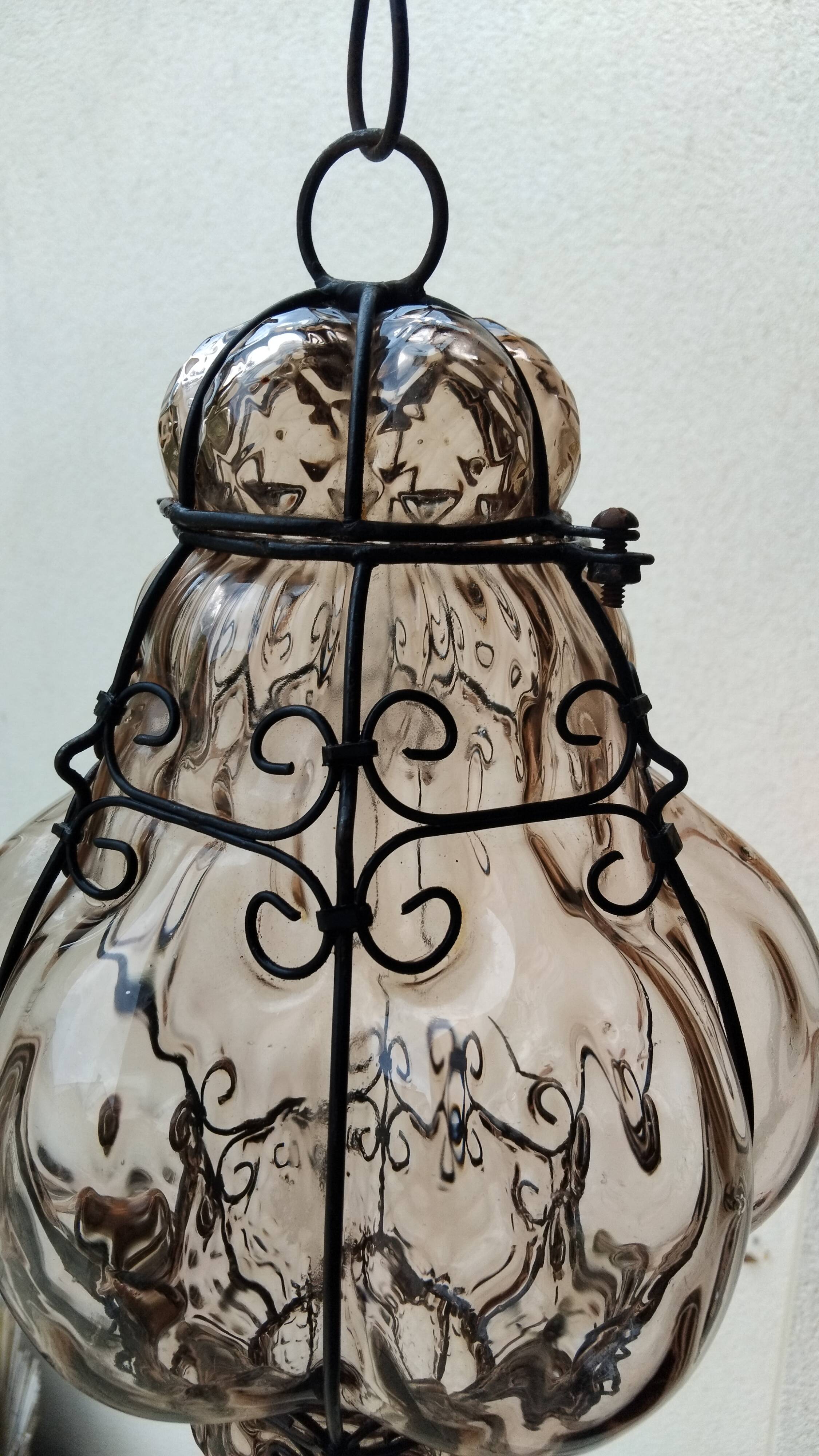 Lanterne ancienne verre soufflé MURANO vintage