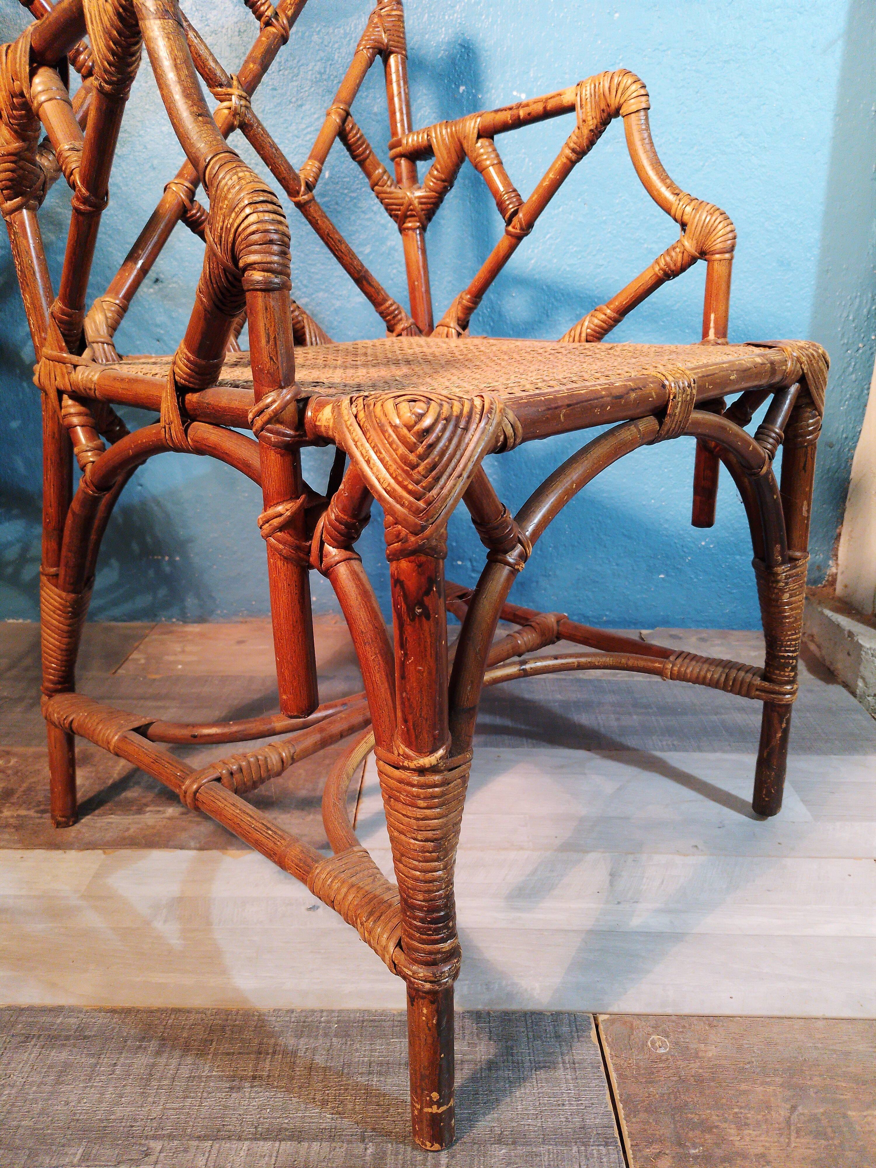 Bamboo armchair & canning 1900s