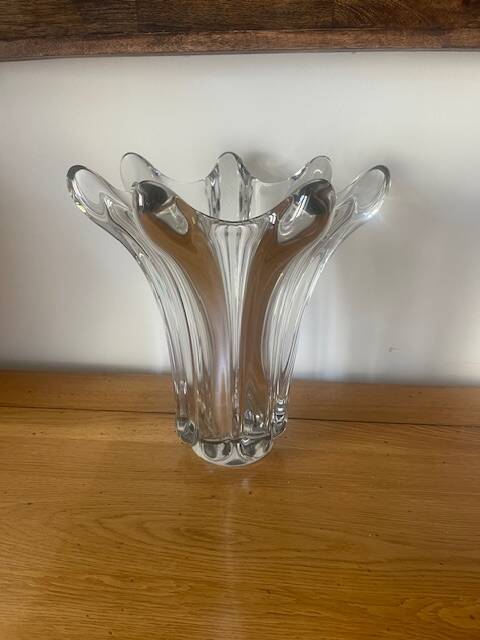 Large crystal vase.