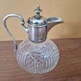 Cut crystal carafe and silver-plated metal