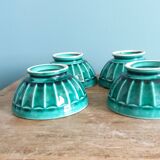 Emerald green glazed ceramic ribbed bowls