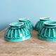 Emerald green glazed ceramic ribbed bowls