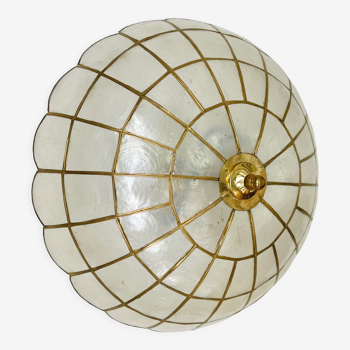 Mother-of-pearl and brass ceiling lamp