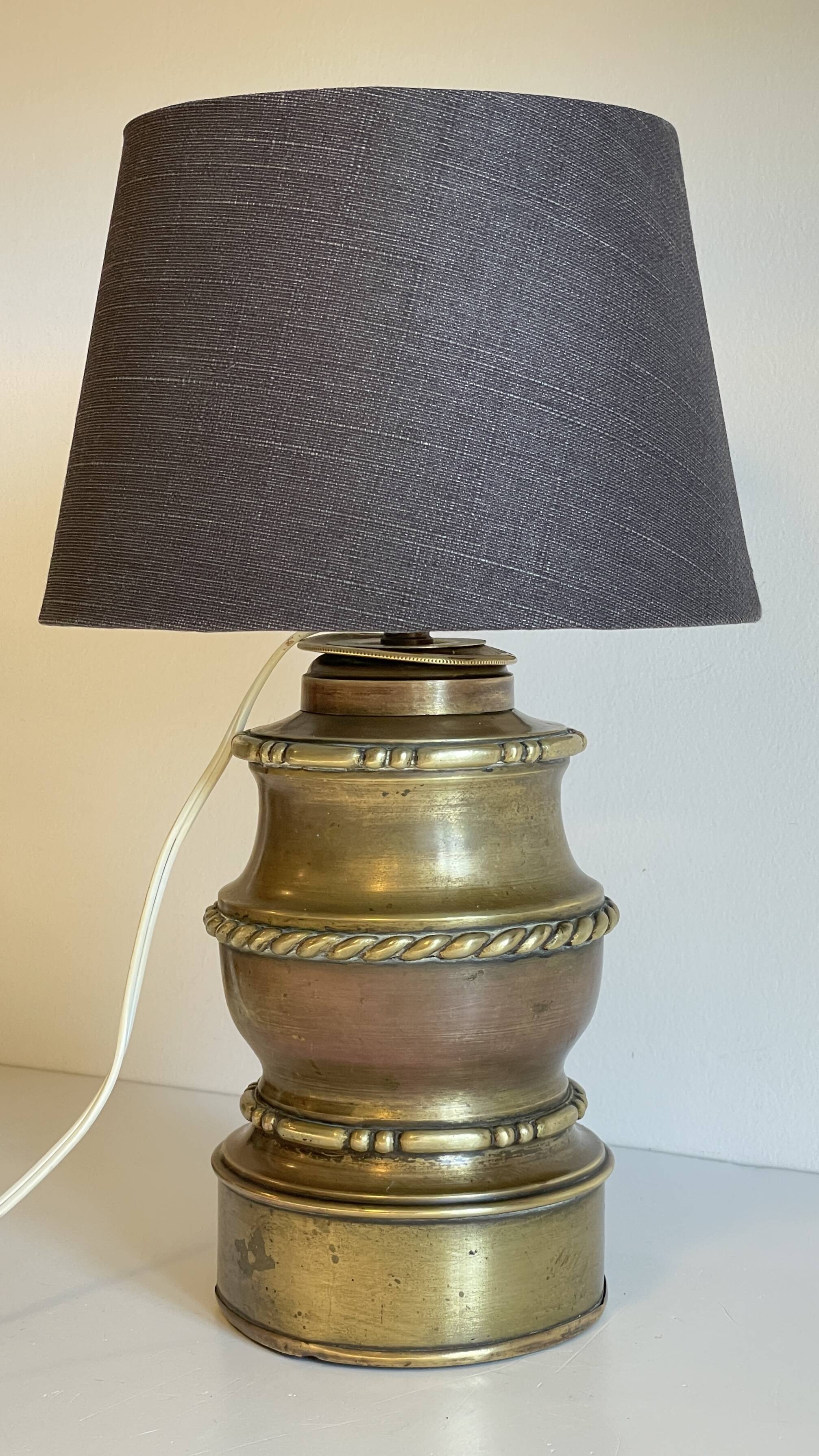 Chic brass lamp and vintage fabric