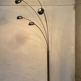 Space Age 5-arm floor lamp in chrome and marble, 1970-80