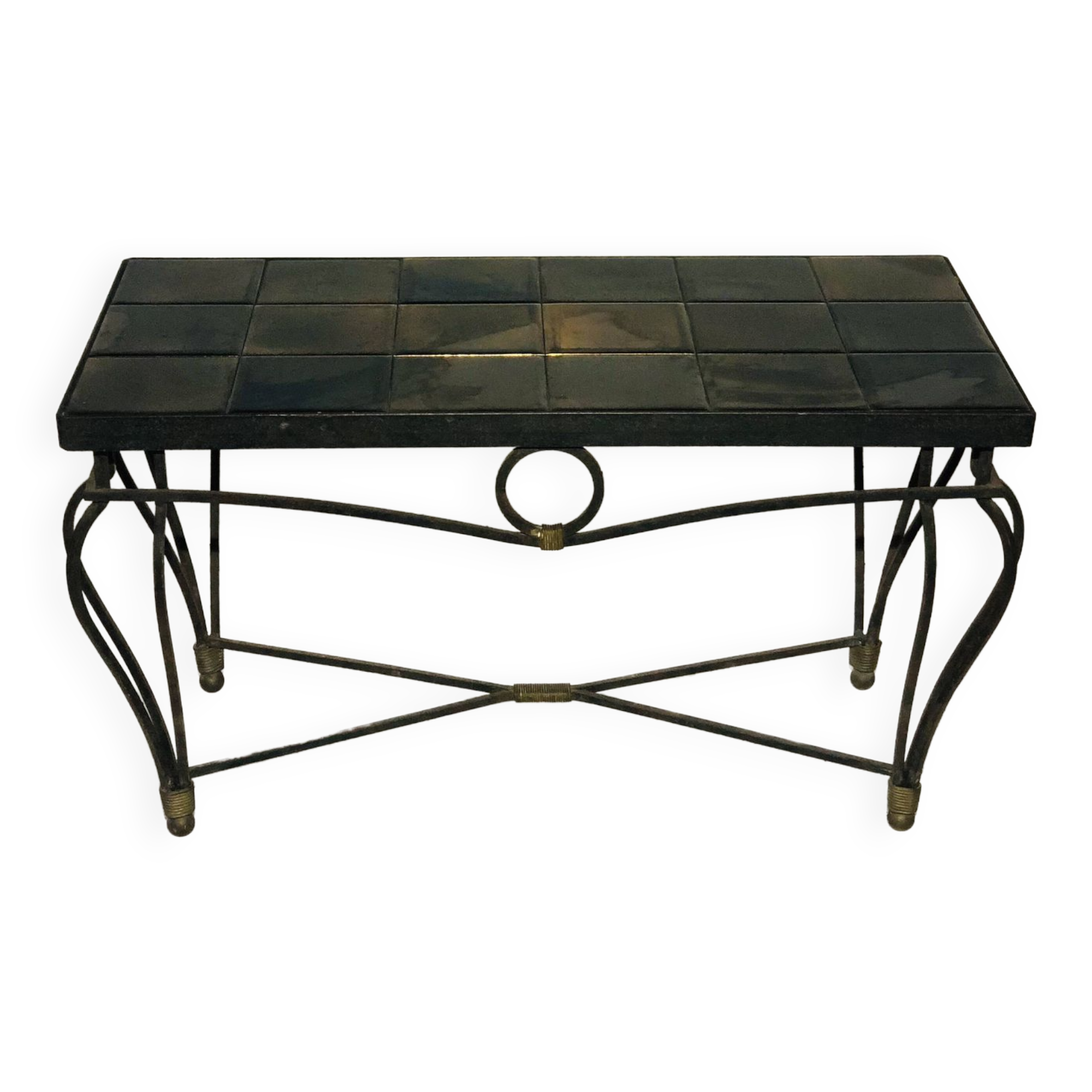 Wrought iron and ceramic coffee table - 1960s