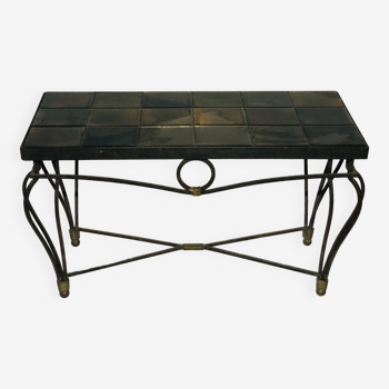 Table basse fer forgé et céramique - 1960